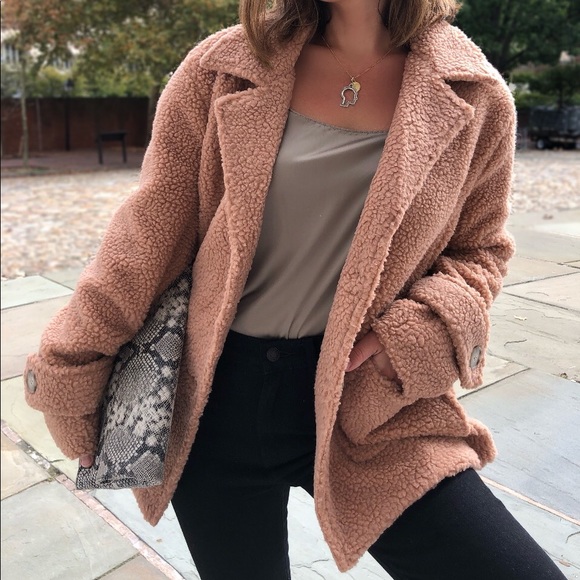 Lorna 2 Teddy Coat - Nude Peach - Picture 5 of 8